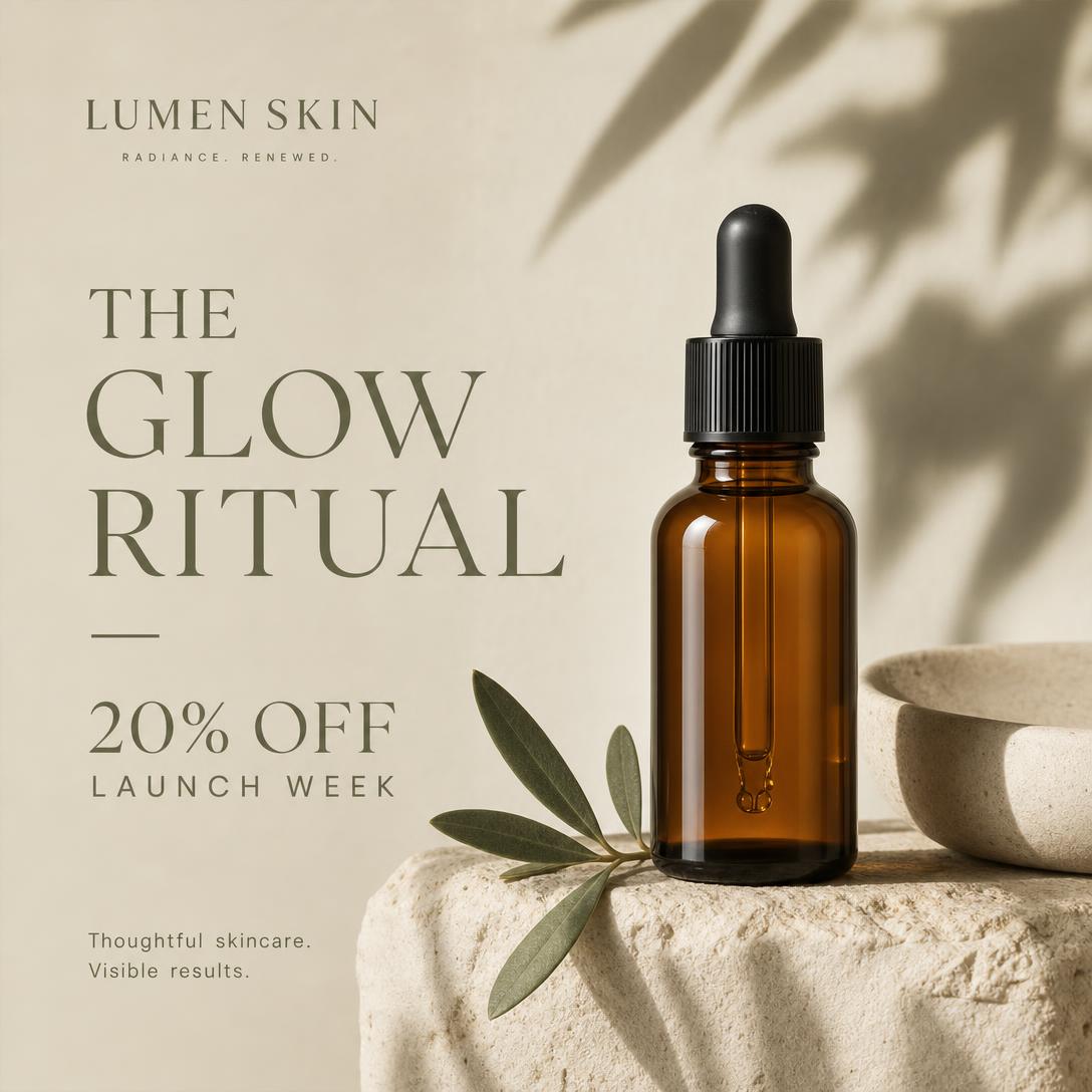 Digital advertisement concept for a fictional skincare launch