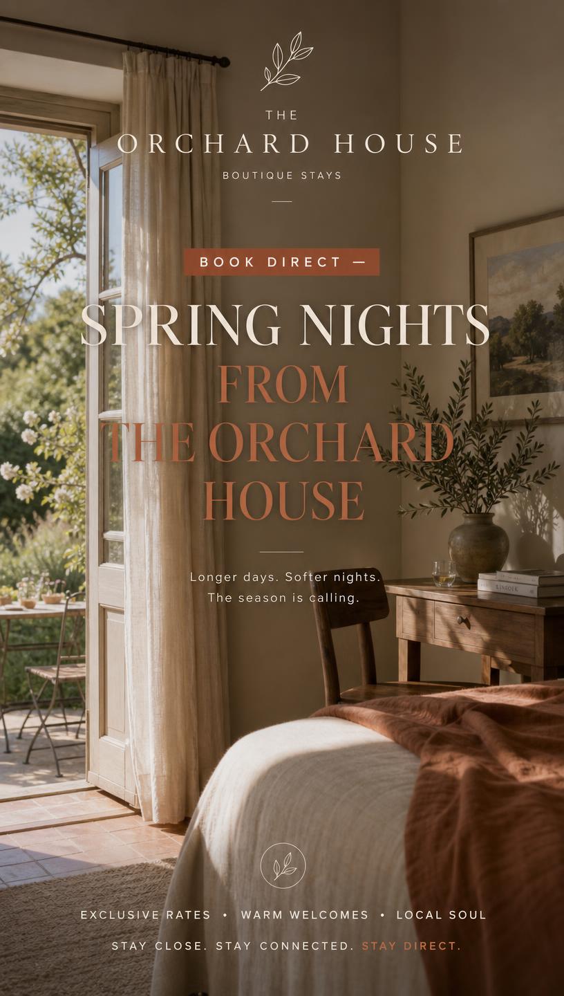 Vertical story advertisement concept for a fictional boutique stay